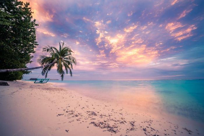 Beach sandy calm beautiful water blue skies against stock depositphotos google