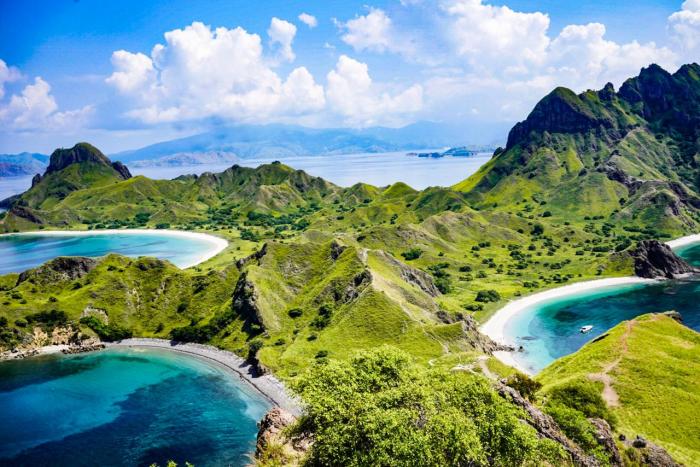 Pink komodo labuan beaches besides sail apart