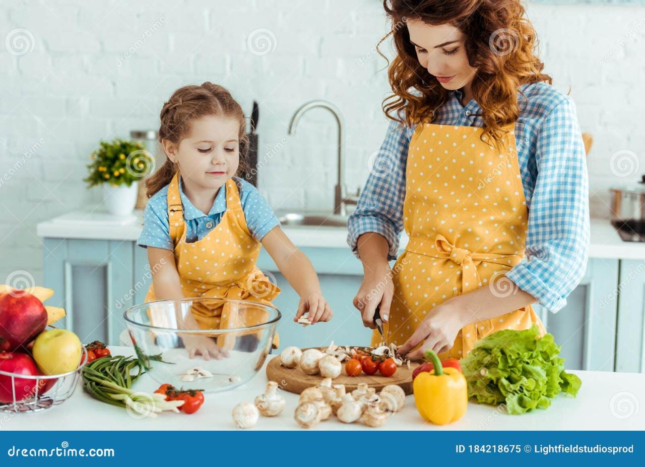 Kitchen kids family cooking mother daughter apples cutting pie mind kitchens mom child kid help ways friendly apple food will